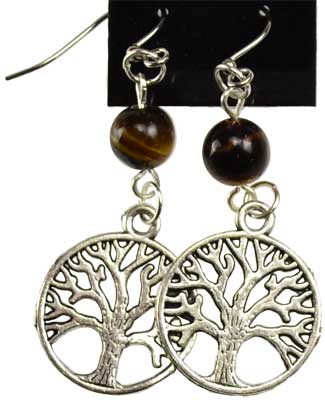 (image for) Tigers Eye Tree of Life earrings - Click Image to Close