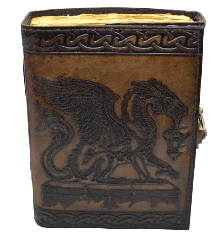 (image for) Dragon w Lantern aged looking paper leather w/ latch - Click Image to Close