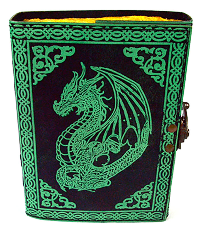 (image for) Green Dragon aged looking paper leather w/ latch