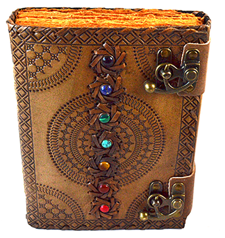 (image for) 7 Chakra aged looking paper leather w/ latch