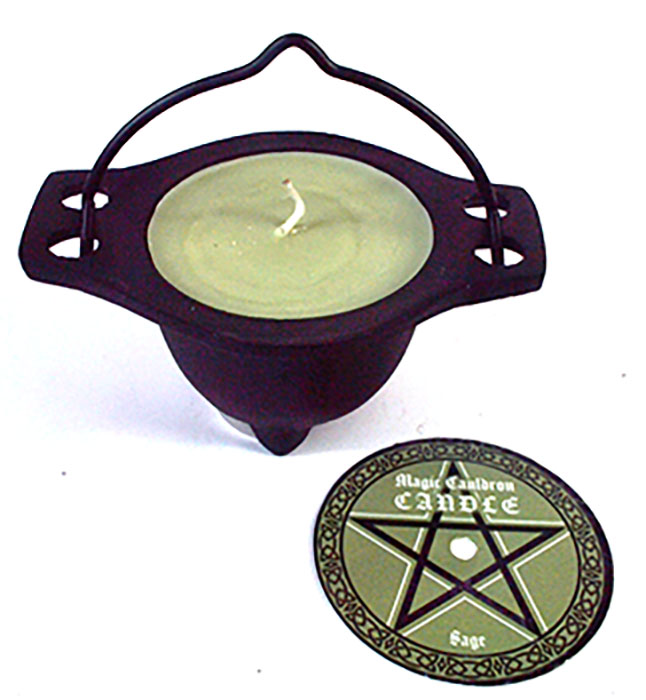 (image for) Sage candle in cauldron