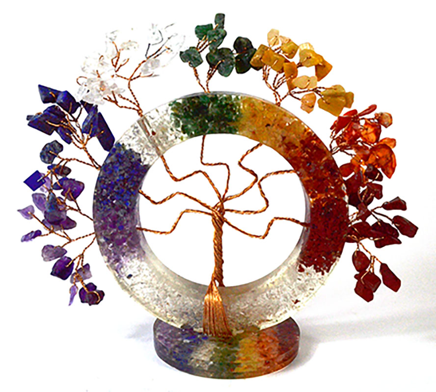 (image for) 4 1/2" Circle Tree of Life Chakra gemstone tree - Click Image to Close