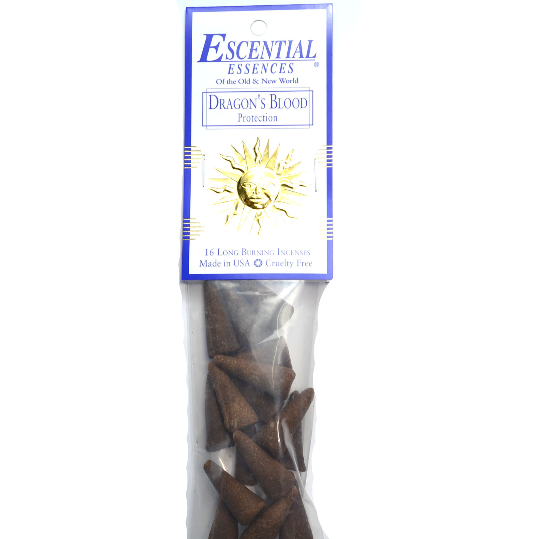 16/pk Dragon's Blood escential essences incense cones (image for) 16/pk Dragon's Blood escential essences incense cones