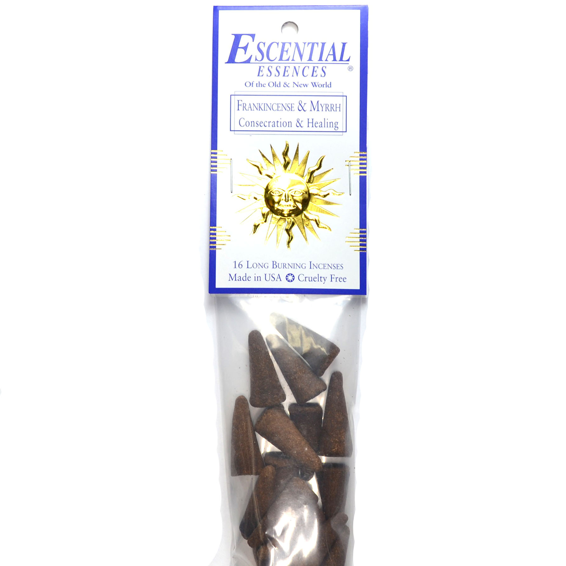 16/pk Frankincense & Myrrh escential essences incense cones (image for) 16/pk Frankincense & Myrrh escential essences incense cones