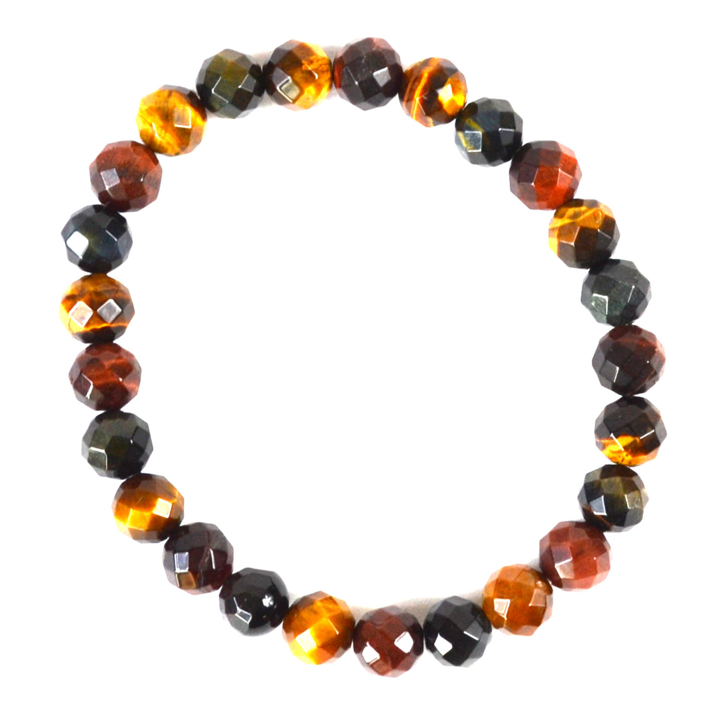 8mm Faceted Tiger Eye, Tricolor (image for) 8mm Faceted Tiger Eye, Tricolor