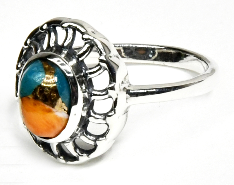 (image for) size 6 Turquoise Spiny Oyster ring - Click Image to Close