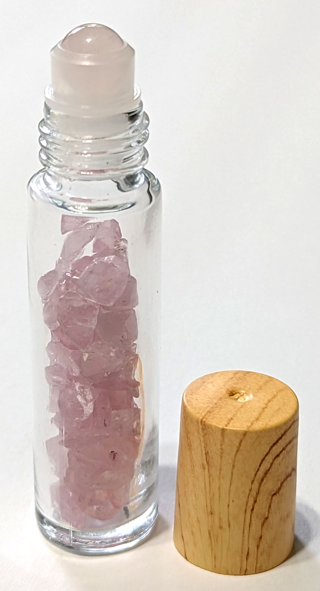 (image for) Rose quartz in roller bottle 10ml - Click Image to Close